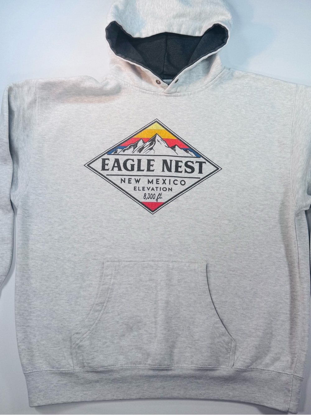PRAIRIE MOUNTAIN Eagle’s Nest NM Hoodie, Elevation 8300 Ft,  Lt. Gray, XL